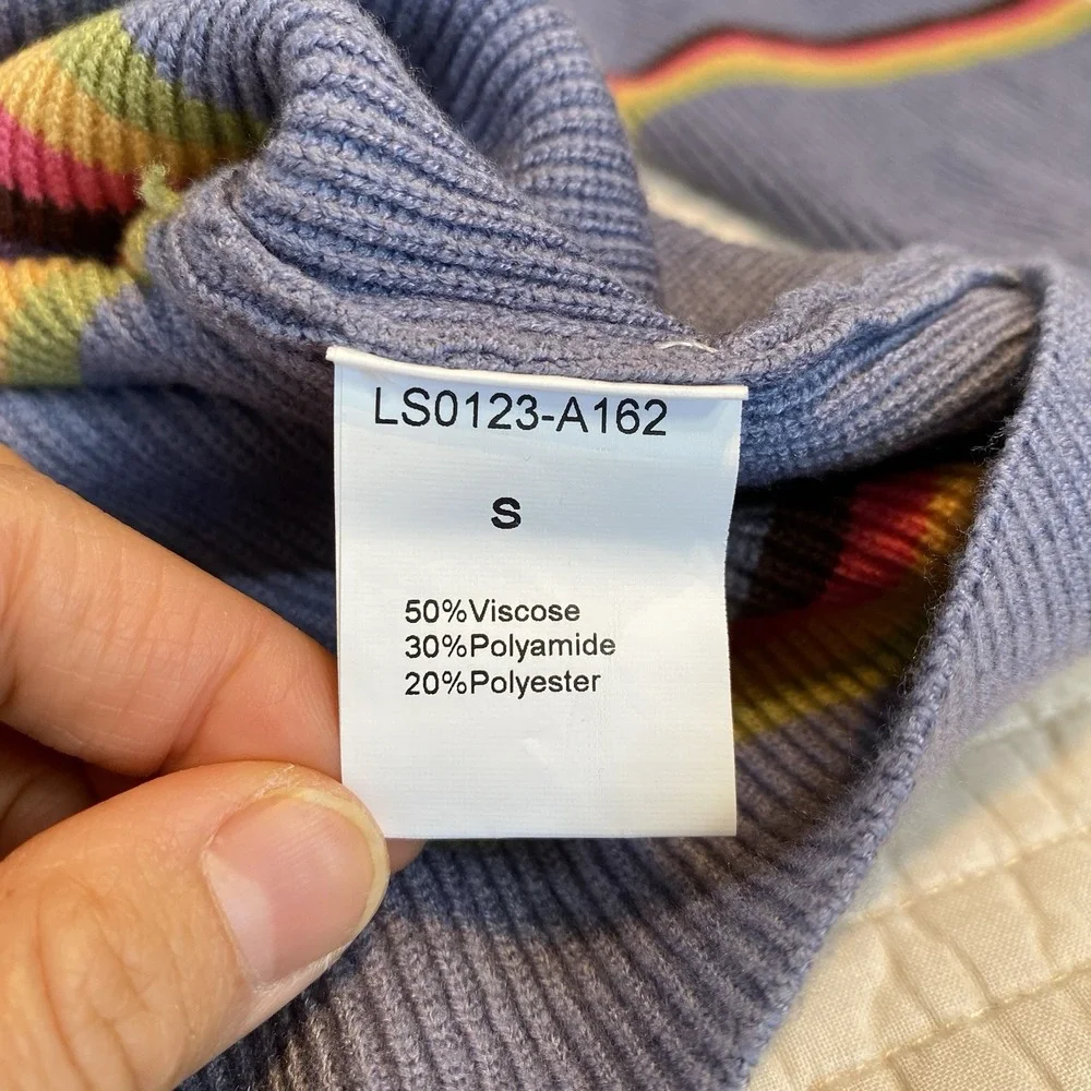Lillusory Women's Blue Striped Long Sleeve Knit Sweater Size S NWT Crew Neck
